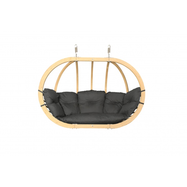 Dvivietis medinis pakabinamas krėslas SWING POD XL su grafito spalvos pagalve (be stovo) Dvivietis medinis pakabinamas krėslas SWING POD XL su grafito spalvos pagalve (be stovo)