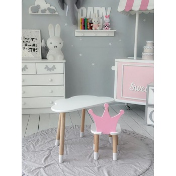 Stalas su kėdutė White Pink...