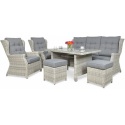 baldų komplektas TRIVENTO 3 DINING + pufai white grey