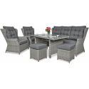 baldų komplektas TRIVENTO 3 Dining + pufai stone grey