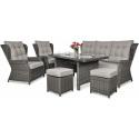 baldų komplektas TRIVENTO 3 DINING + pufai dark grey