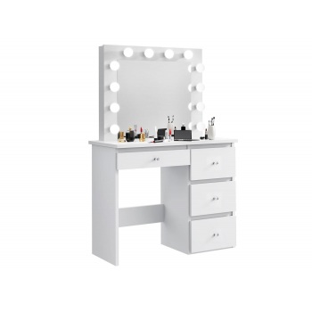 Kosmetinis staliukas Madlen 12 LED Baltas