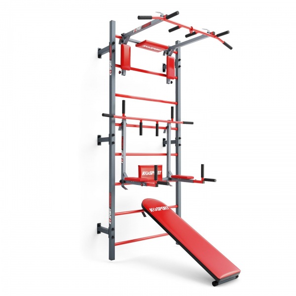 Rinkinys gimnastikos sienelė, skersinis + lygiagretės du viename ir suolas Rinkinys gimnastikos sienelė, skersinis + lygiagretės du viename ir suolas