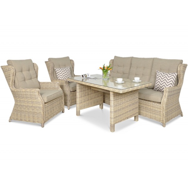 Baldų komplektas Trivento dining 3 Beige + pufai Baldų komplektas Trivento dining 3 Beige + pufai