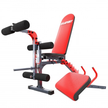 Rinkinys dvipusis reguliuojamas suolas su bicepso ir kojų treniravimo priedais KSSL101