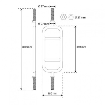 Tricepso grifas 27 mm x 86 cm su srieginiais užraktais