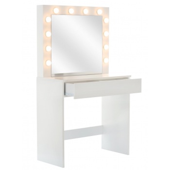 Kosmetinis staliukas Hollywood 12 LED Baltas