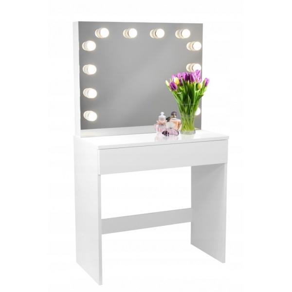 Kosmetinis staliukas Hollywood Plius 12 LED Baltas Kosmetinis staliukas Hollywood Plius 12 LED Baltas