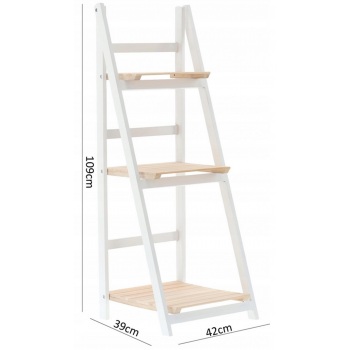 3 pakopų lentyna kopėčios, baltas rėmas, aukštis 109 cm