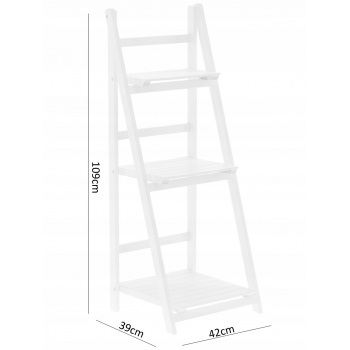 Balta 3 pakopų lentyna kopėčios, aukštis 109 cm