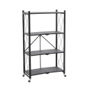 Lentyna 4 pakopų plati sulankstoma su ratukais 72x34x127cm Juoda