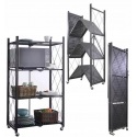 Lentyna 4 pakopų plati sulankstoma su ratukais 72x34x127cm Juoda