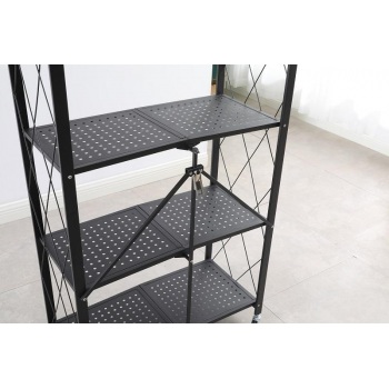 Lentyna 4 pakopų plati sulankstoma su ratukais 72x34x127cm Juoda