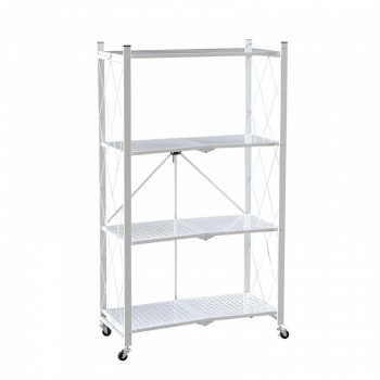 Lentyna 4 pakopų plati sulankstoma su ratukais 72x34x127cm Balta